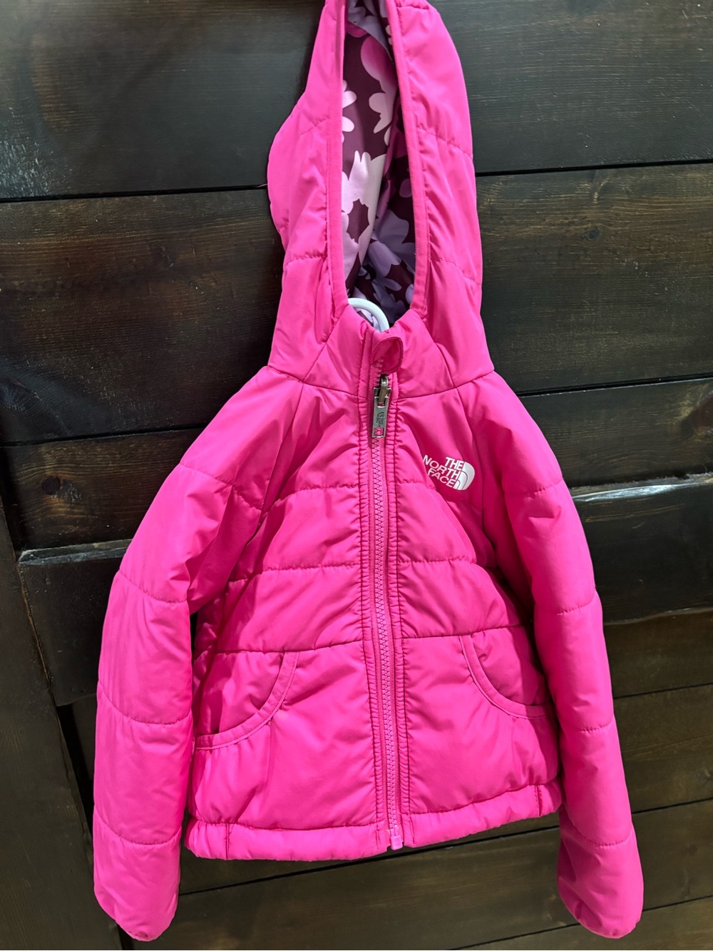 The North Face Hot Pink Hooded Puffer Jacket